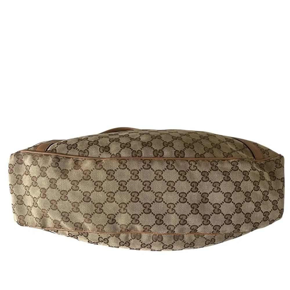 Gucci Beige Brown GG Canvas Shoulder Bag with Tan Trim - Picture 7 of 10